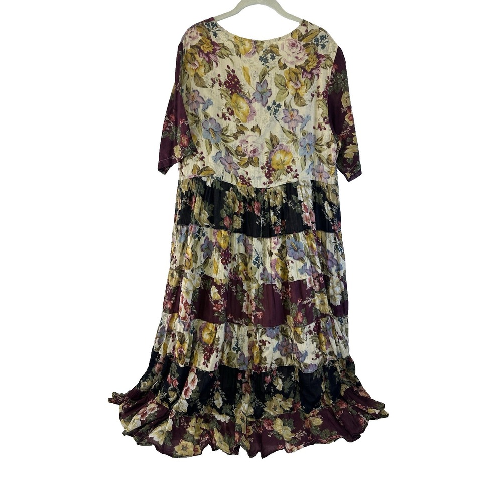 La Cera Comfortwear Dress Floral Cotton Short Sleeve Tiered Lightweight Women XL - Picture 6 of 12